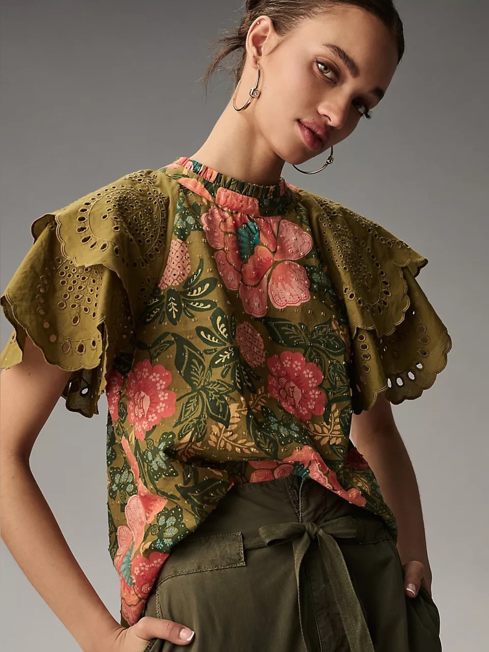 Farm Rio Eyelet Short-Sleeve Blouse
